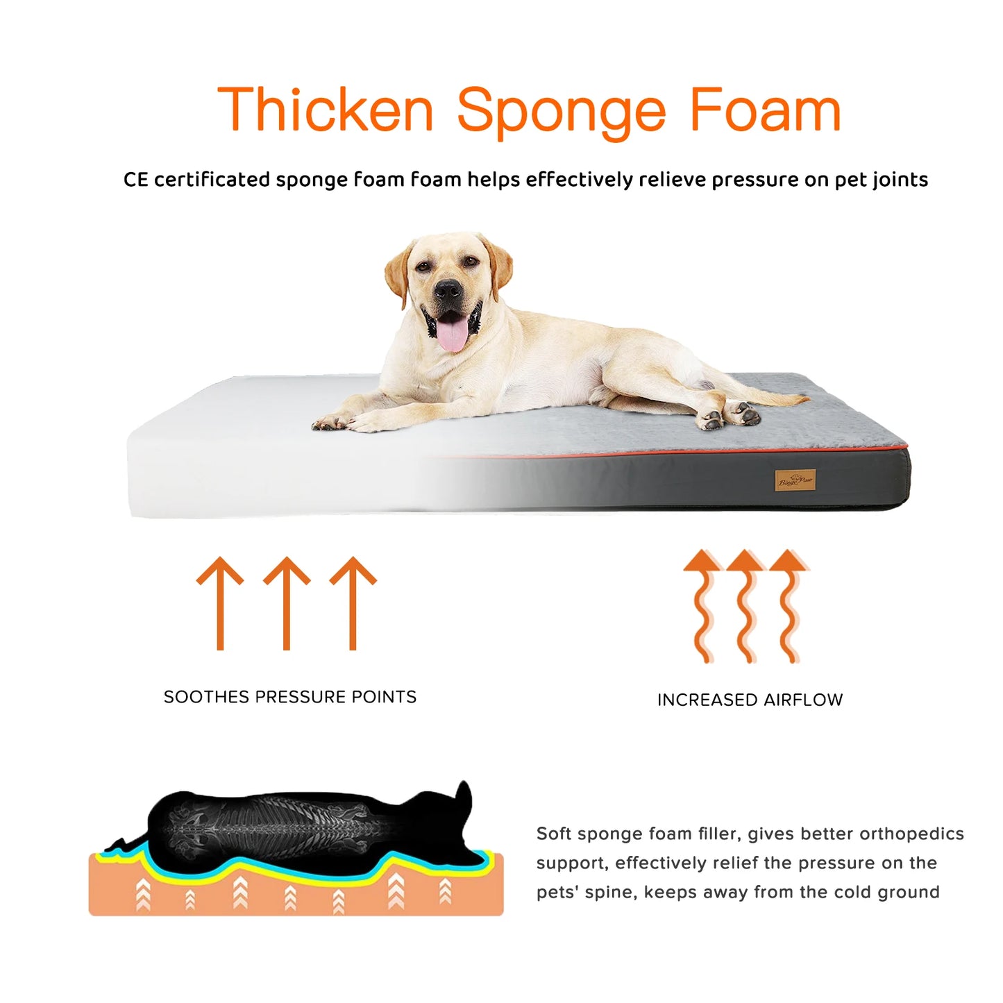 BINGOPAW Orthopedic Dog Bed With Memory Foam Waterproof Cover