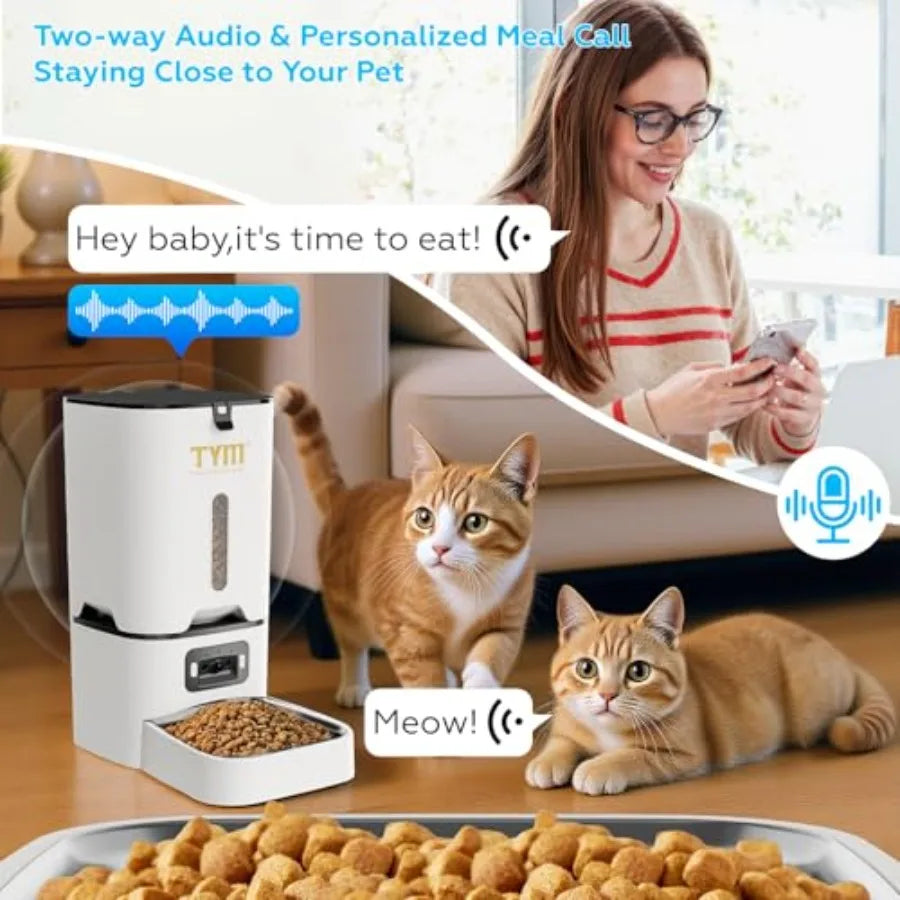Automatic Cat Feeder With Camera And App Control For Multiple Pets, 5G WiFi, 7L Stainless Steel Bowl, Schedule Feeding