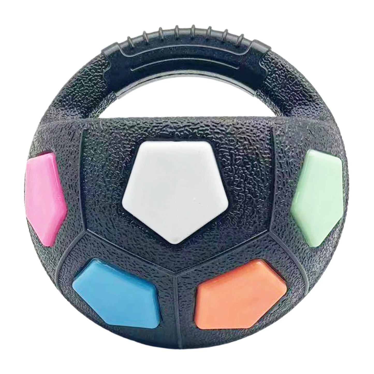 Durable Dog Calming Ball With Handle Squeaky Football Toy For Interactive Play And Training