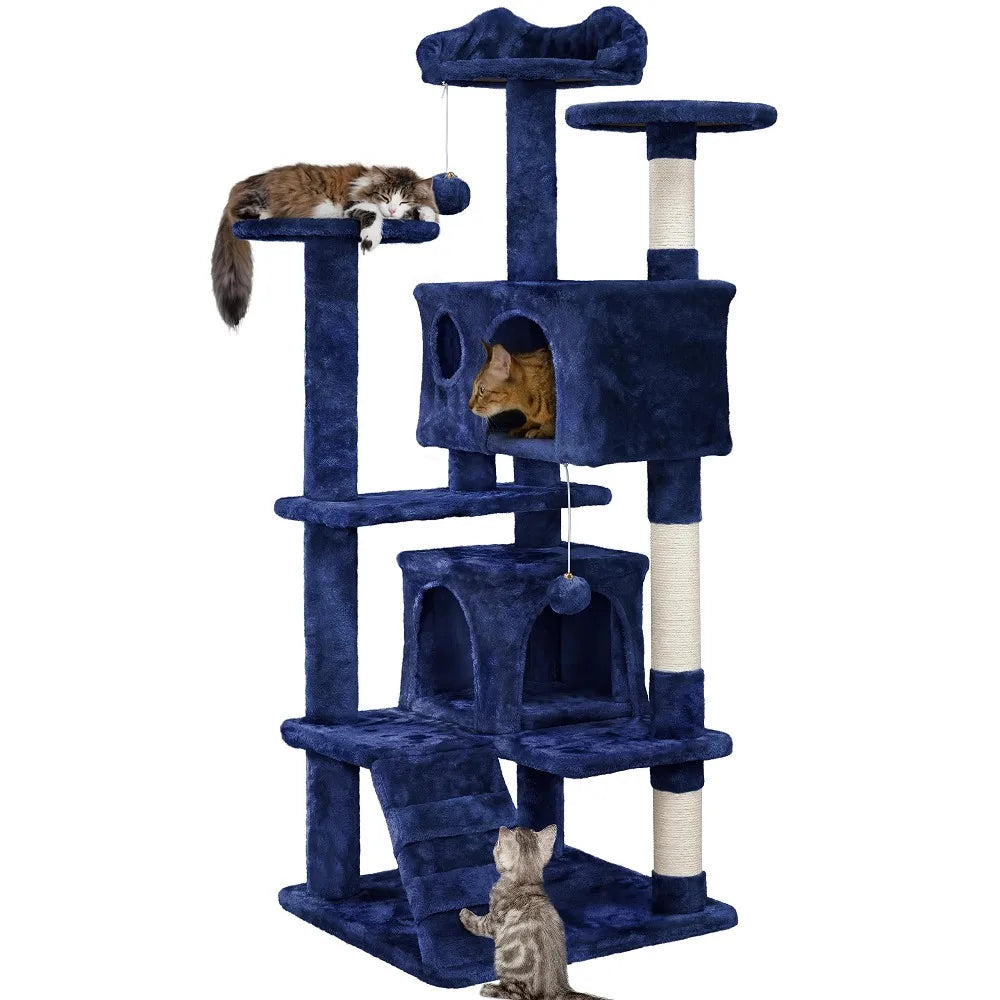Cat Tree Multi-Level Tower With Kitten Ear Perch And Caves
