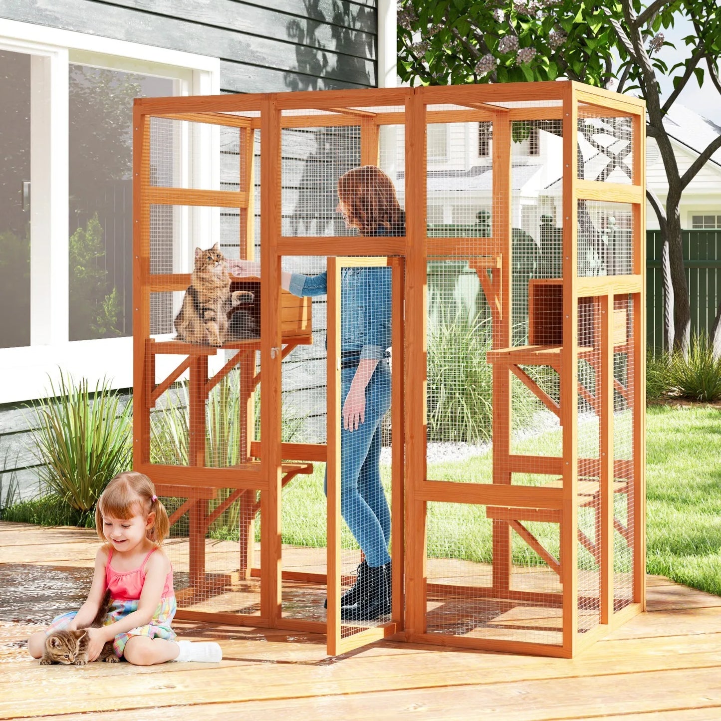 Catio House Outdoor Cat Enclosure Play And Run Window Cage Versatile Safe Outdoor Habitat