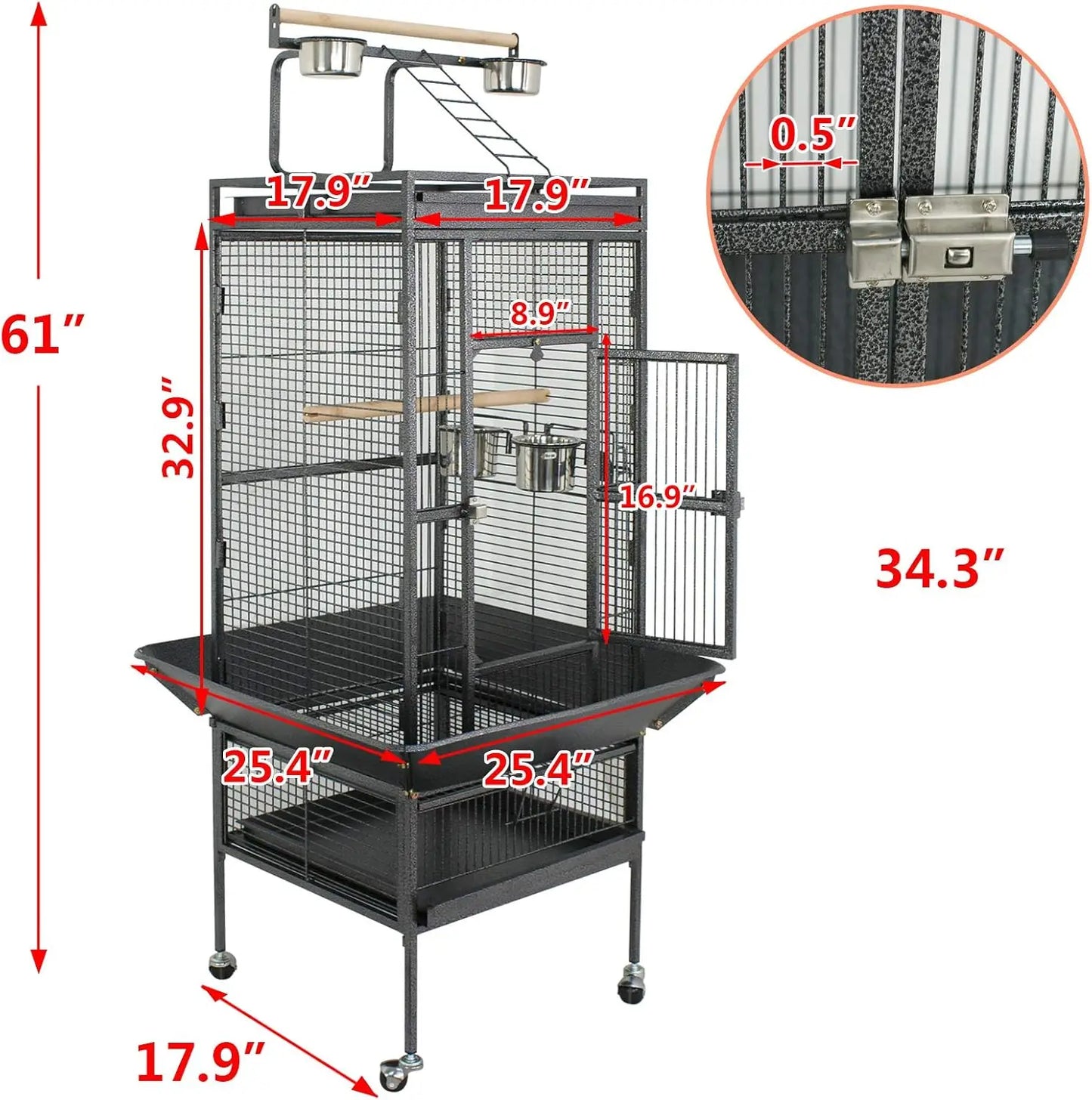 2In1 Bird Cage With Rolling Stand For Parrots And Pets
