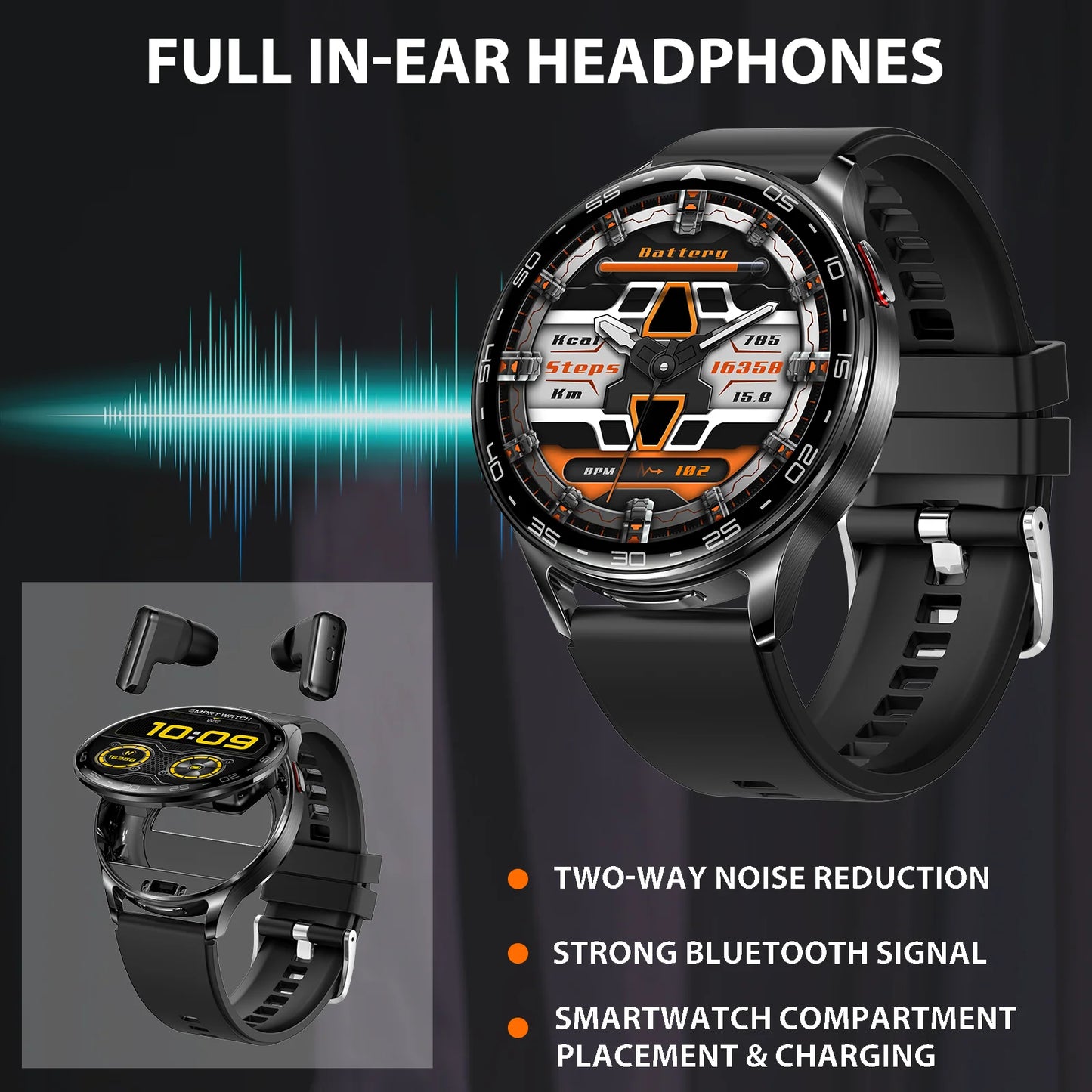 EIGIIIS Smart Watch With Earbuds Fitness Tracker
