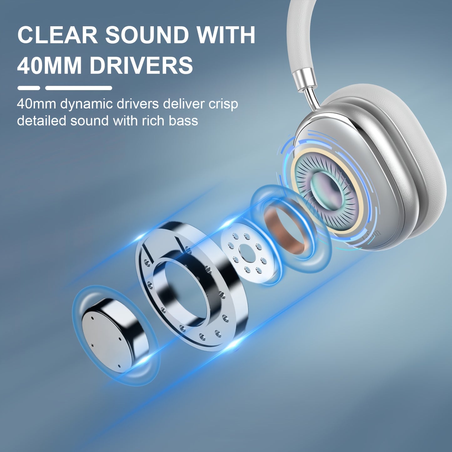 T-fun NC95 Bluetooth Hybrid ANC Headphones with Mic