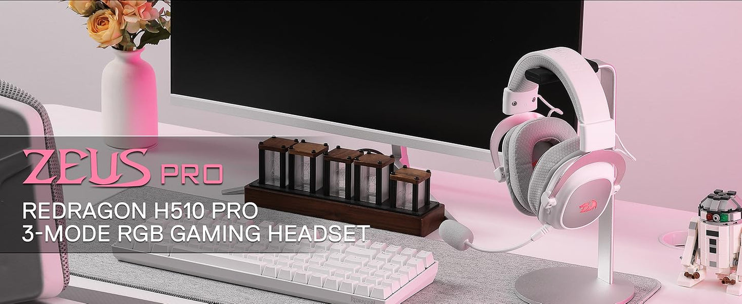 Redragon H510 Pro Three Mode RGB Gaming Headset With Seven One Surround Sound For Immersive Audio
