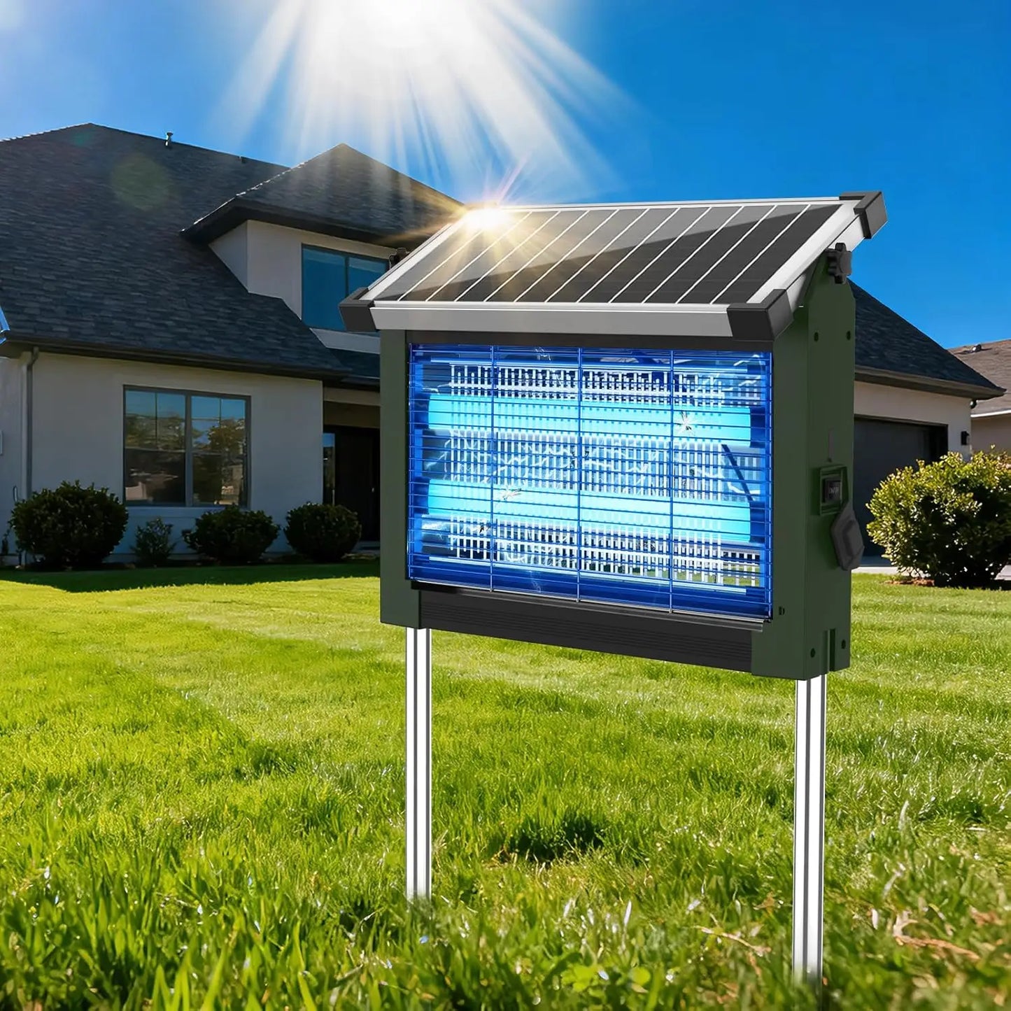 Solar Bug Zapper Outdoor 4500V Mosquito Killer for Garden