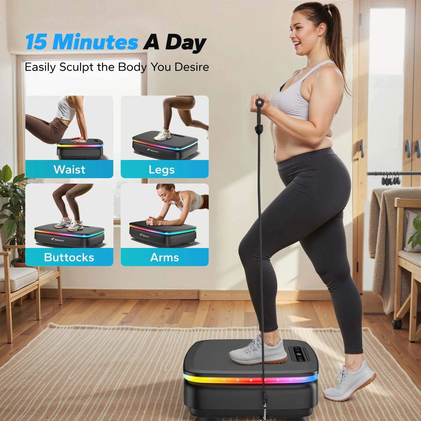 MERACH Vibration Plate Exercise Machine With Power Vibrate Platform
