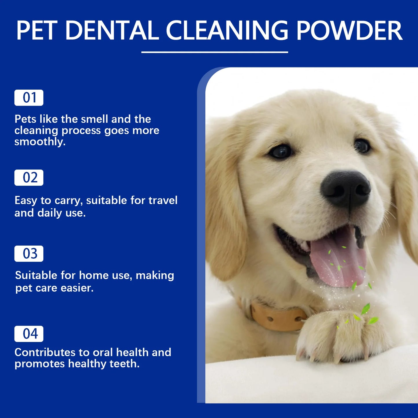 YEGBONG Dog Teeth Cleaning Powder 80g Dental Care Fresh Breath Tartar Removal Brightens Teeth