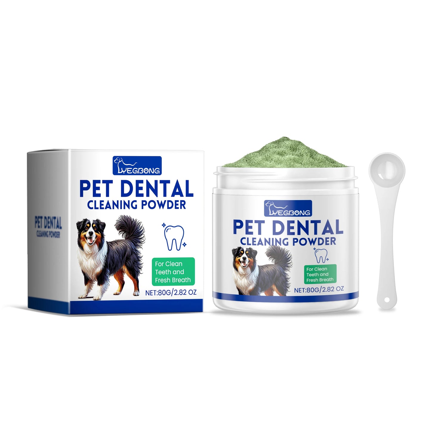 YEGBONG Dog Teeth Cleaning Powder 80g Dental Care Fresh Breath Tartar Removal Brightens Teeth