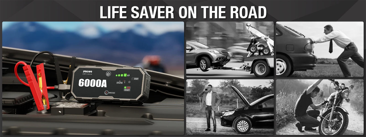AdoreTrip 12V Jump Starter Power Bank 12000 To 18000mAh Car Battery Booster Emergency Start