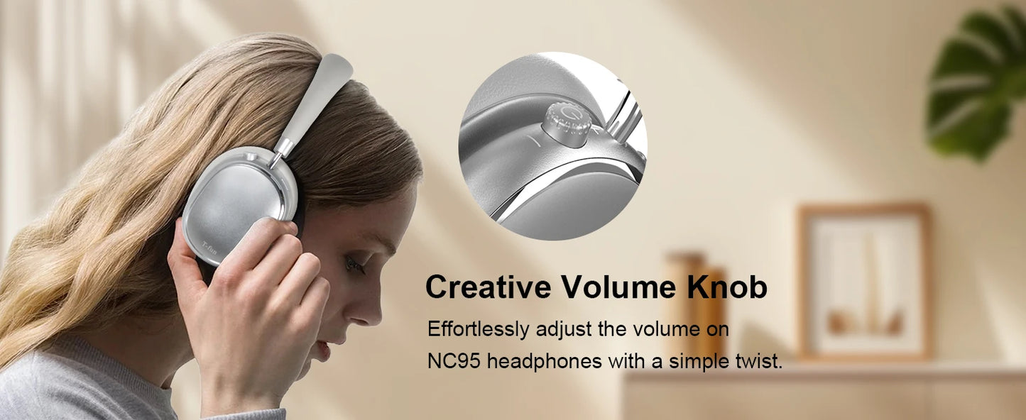 T-fun NC95 Bluetooth Hybrid ANC Headphones with Mic
