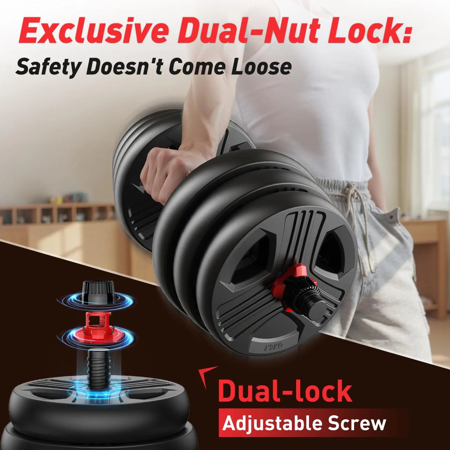 FED Fitness 5 In 1 Adjustable Dumbbell Set Barbell Kettlebell Push Up Stand