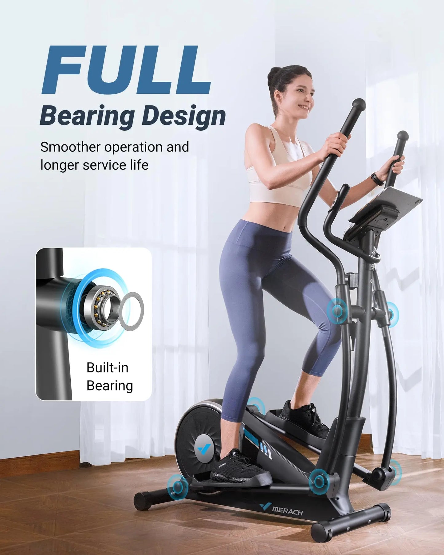 MERACH Elliptical Machine With Hyper Quiet Magnetic Drive And 16 Resistance Levels For Home Cardio
