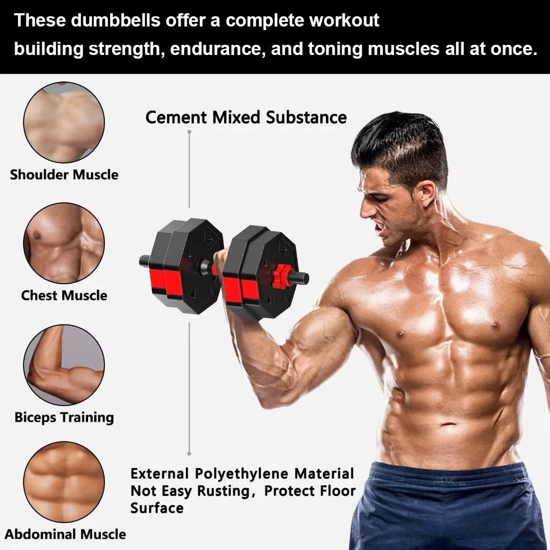 Three In One Adjustable Dumbbell Barbell Fitness Set 44 Pound Home Gym For Strength Training At Home