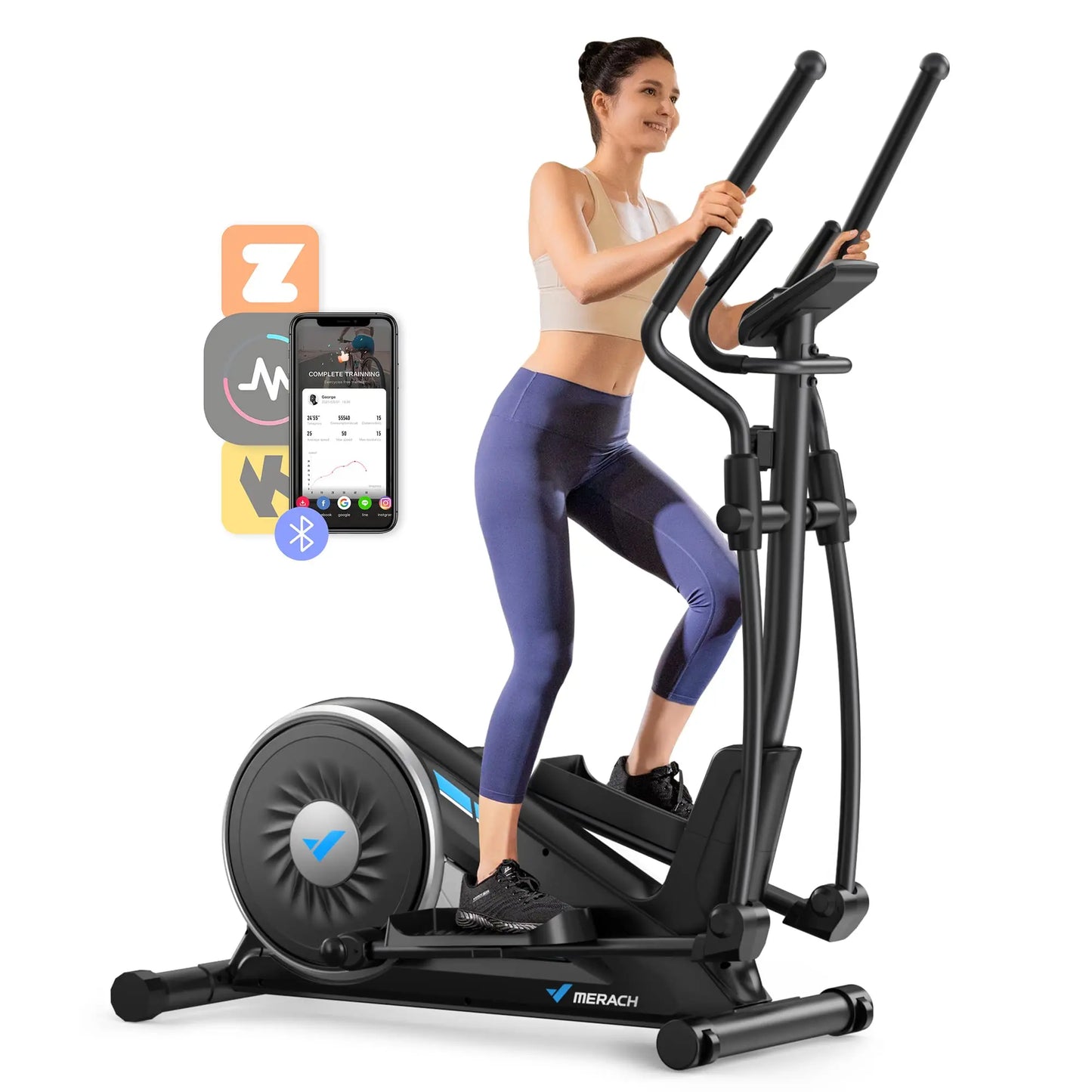 MERACH Elliptical Machine With Hyper Quiet Magnetic Drive And 16 Resistance Levels For Home Cardio