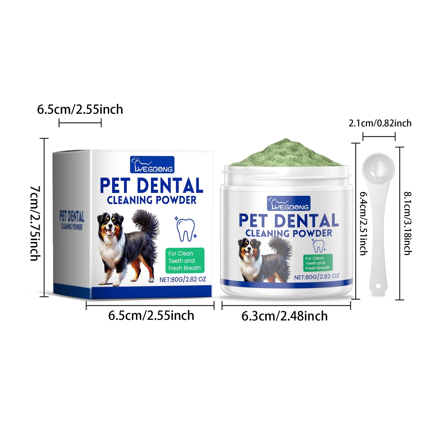 YEGBONG Dog Teeth Cleaning Powder 80g Dental Care Fresh Breath Tartar Removal Brightens Teeth