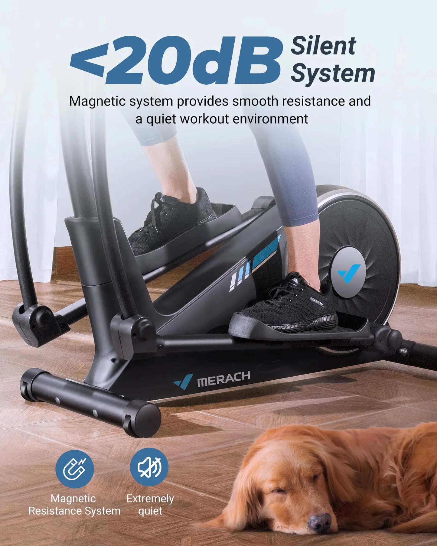 MERACH Elliptical Machine With Hyper Quiet Magnetic Drive And 16 Resistance Levels For Home Cardio