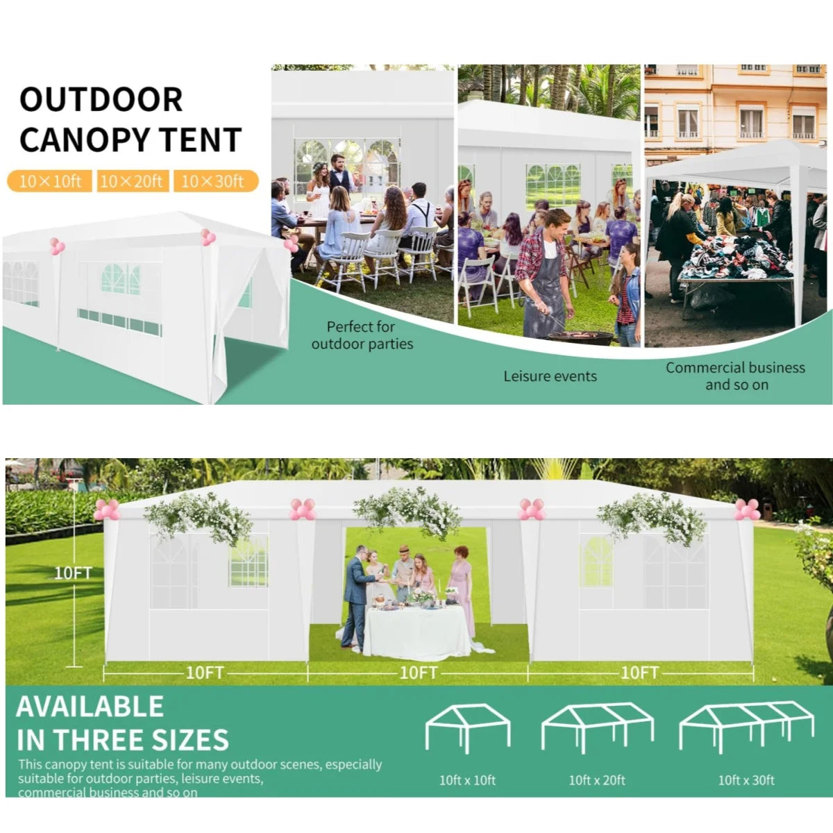 Tooluck Outdoor Party Tent Canopy With Sidewalls Waterproof