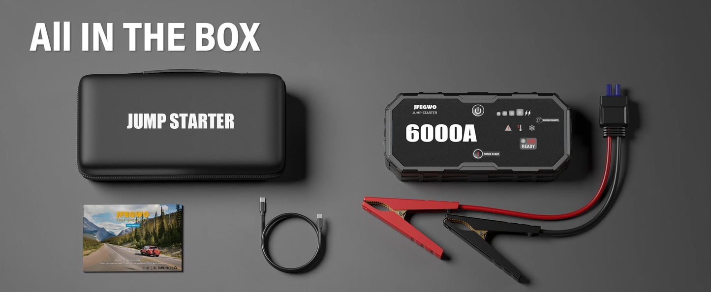 AdoreTrip 12V Jump Starter Power Bank 12000 To 18000mAh Car Battery Booster Emergency Start