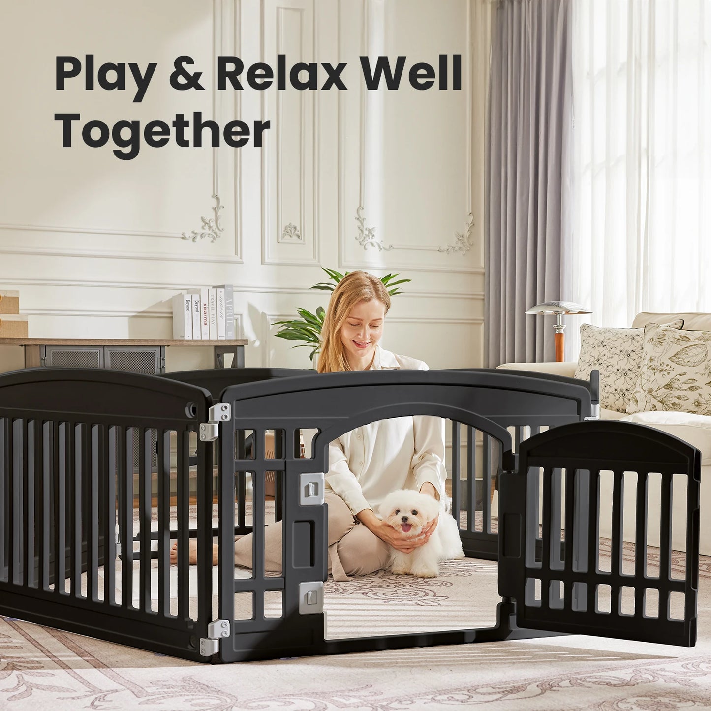 6-Panel Dog Playpen Foldable Indoor Outdoor Fence