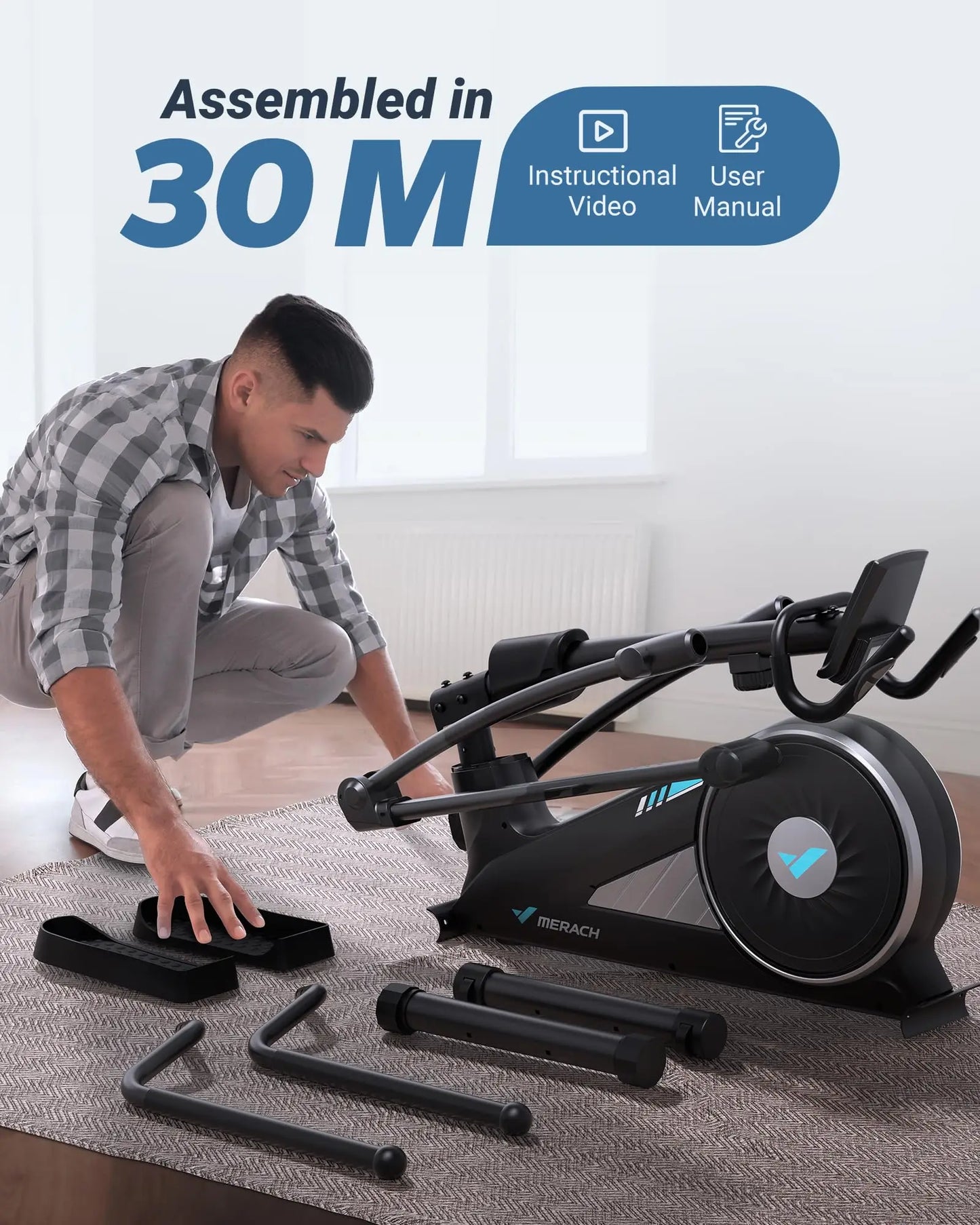 MERACH Elliptical Machine With Hyper Quiet Magnetic Drive And 16 Resistance Levels For Home Cardio