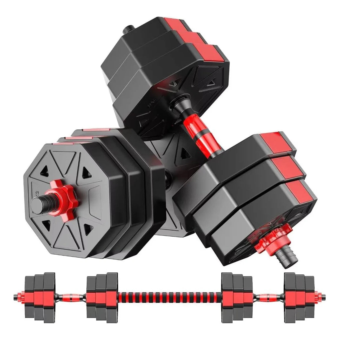 Three In One Adjustable Dumbbell Barbell Fitness Set 44 Pound Home Gym For Strength Training At Home