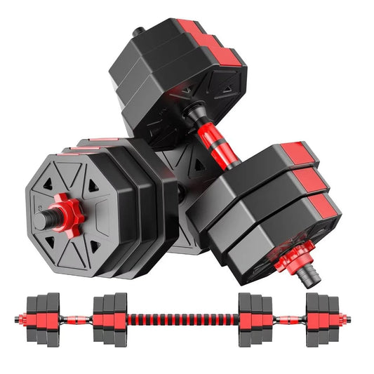 Three In One Adjustable Dumbbell Barbell Fitness Set 44 Pound Home Gym For Strength Training At Home