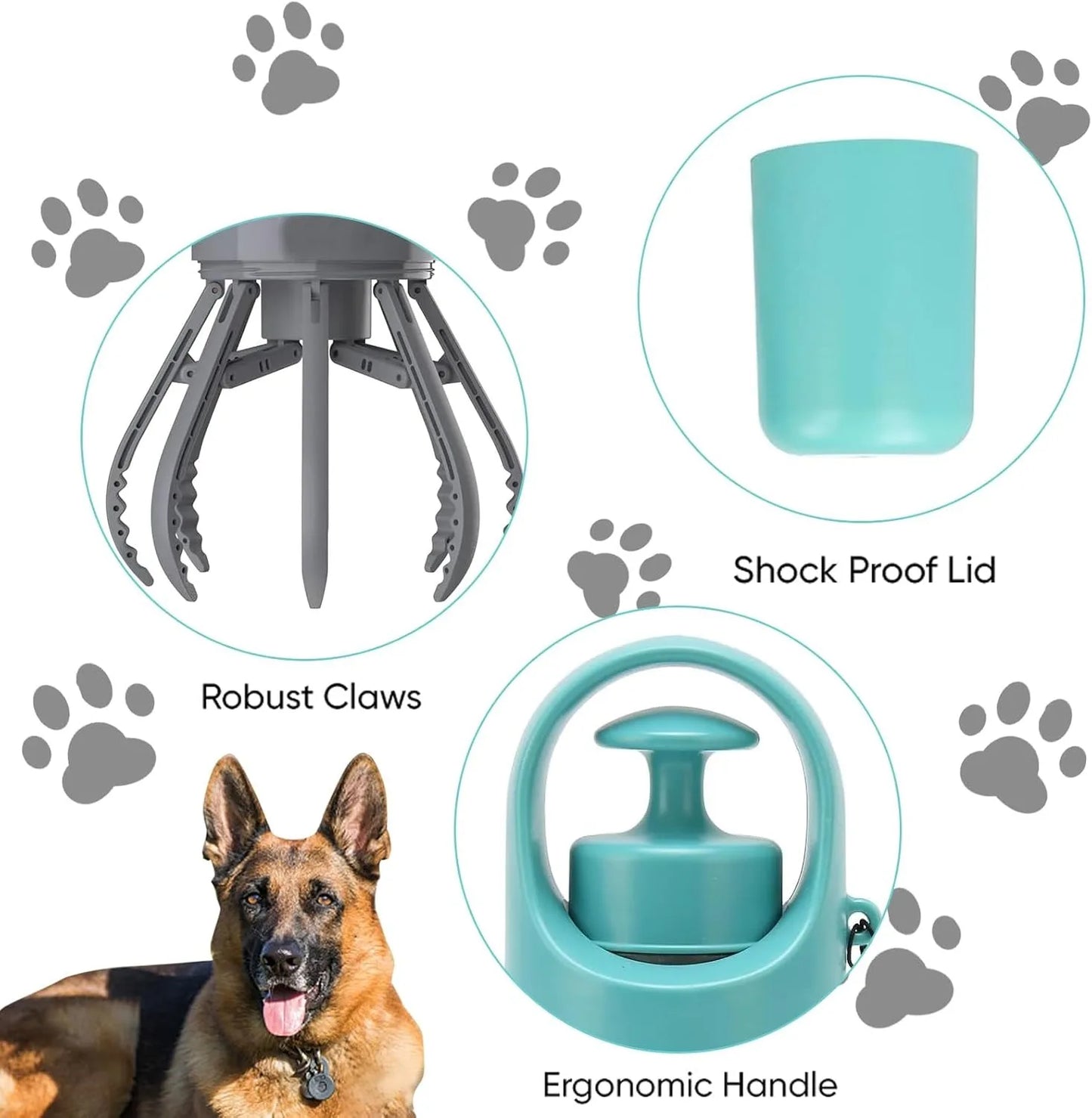 Portable No Touch Dog Pooper Scooper With Waste Bag Holder