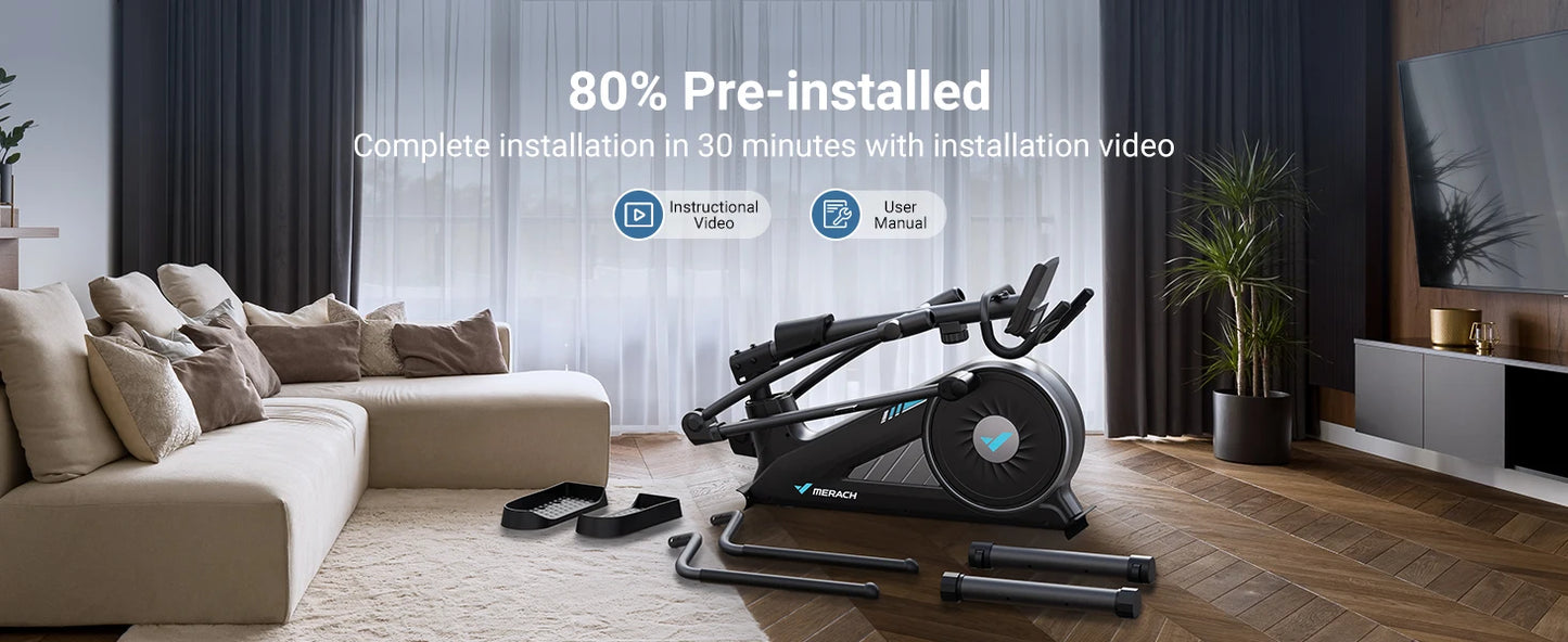 MERACH Elliptical Machine With Hyper Quiet Magnetic Drive And 16 Resistance Levels For Home Cardio