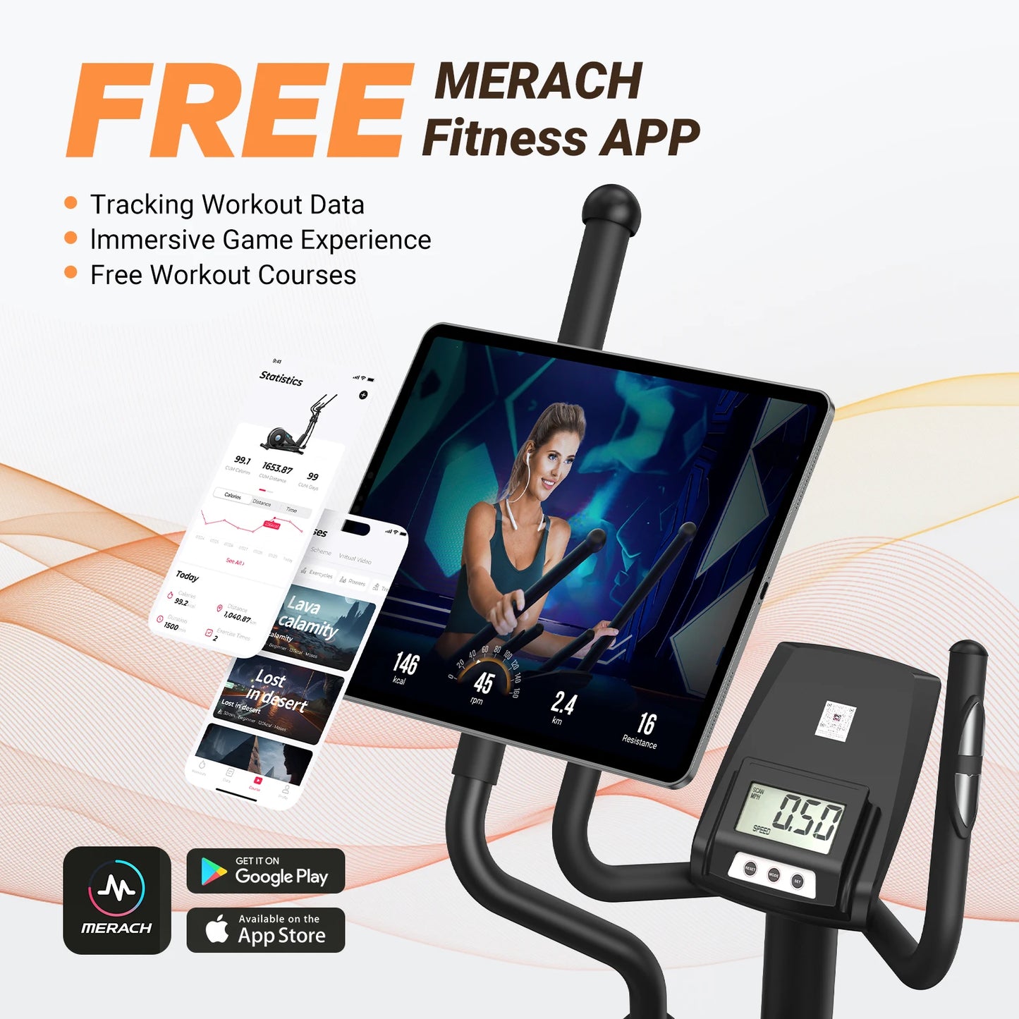 MERACH Elliptical Machine With Hyper Quiet Magnetic Drive And 16 Resistance Levels For Home Cardio