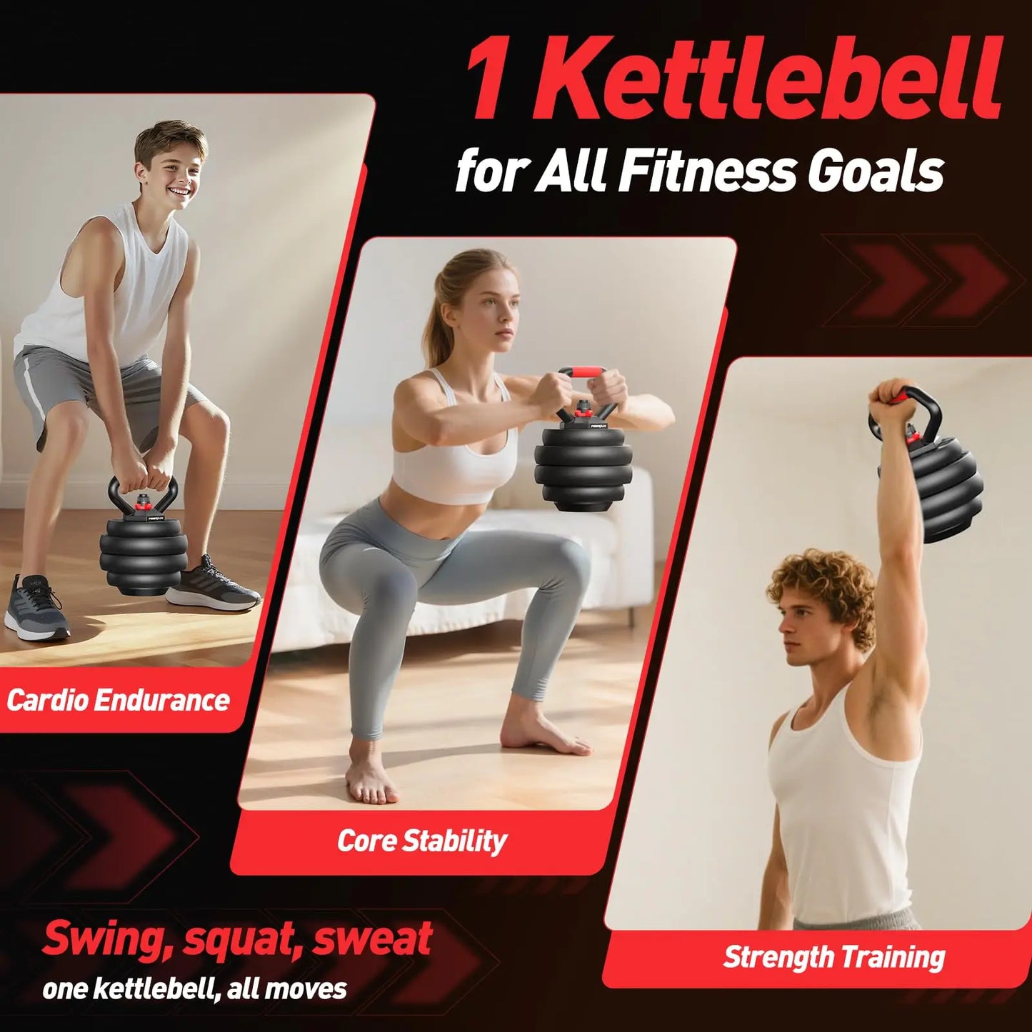 FED Fitness 5 In 1 Adjustable Dumbbell Set Barbell Kettlebell Push Up Stand