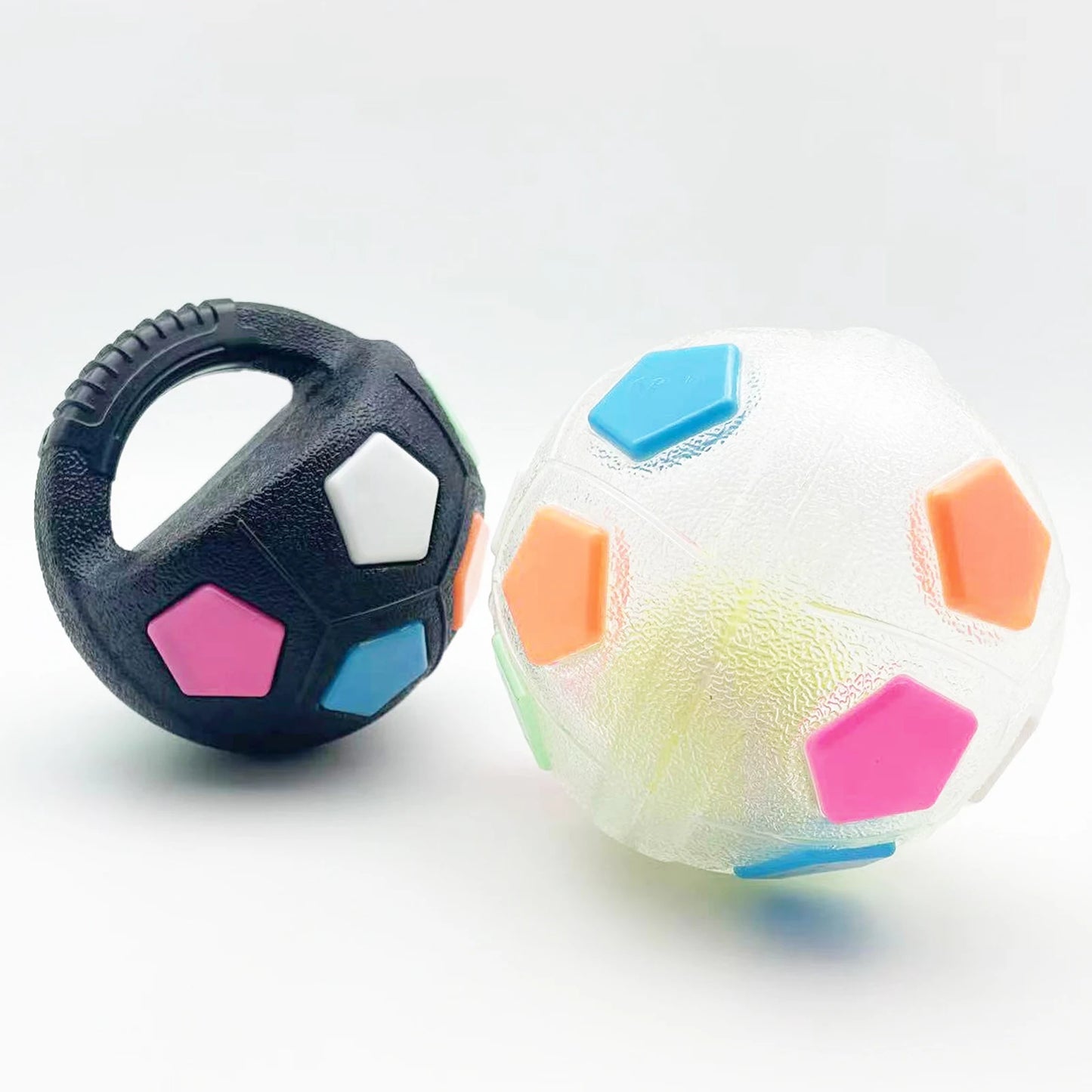 Durable Dog Calming Ball With Handle Squeaky Football Toy For Interactive Play And Training