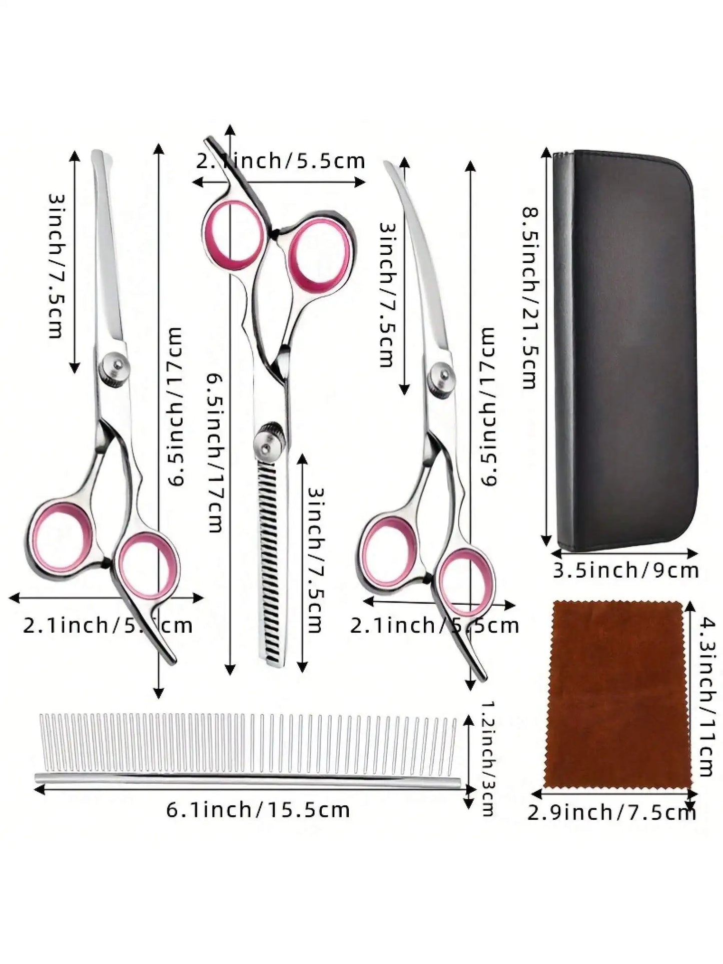 Professional Pet Grooming Scissors Set For Dogs And Cats With Stainless Steel Blades