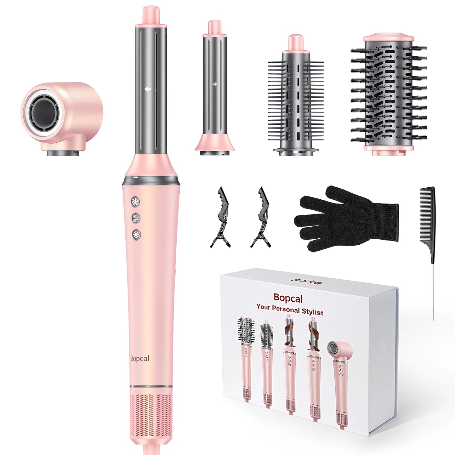 BOPCAL 5-In-1 Hair Dryer Hot Air Comb And Curling Tool