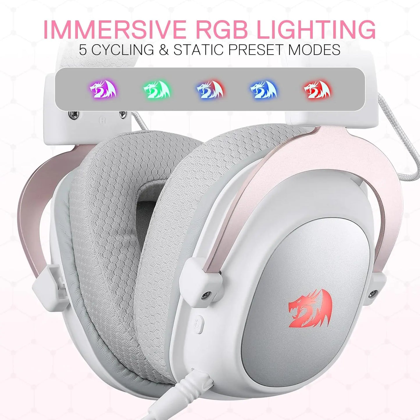Redragon H510 Pro Three Mode RGB Gaming Headset With Seven One Surround Sound For Immersive Audio