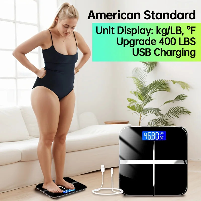 AEDG Body Weight Scale USB Rechargeable With LCD Display