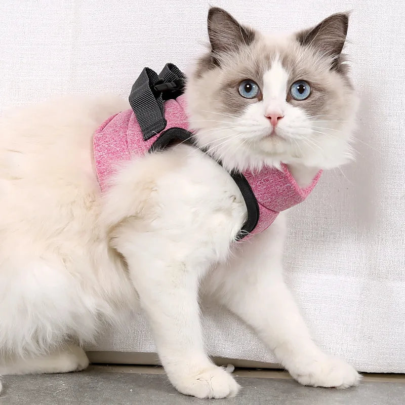 Adjustable Anti Escape Cat Harness Kitten Vest Breathable Lightweight Padded Quick Release Reflective Walking