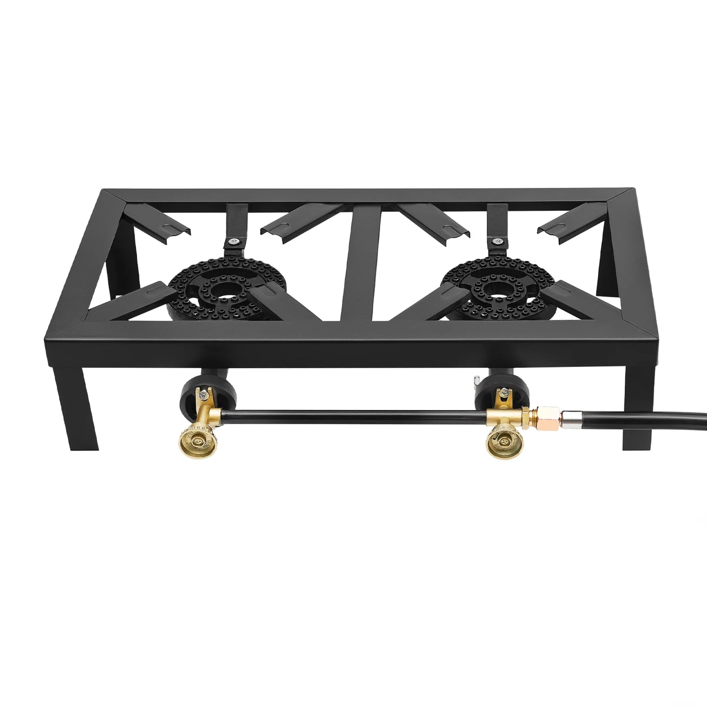 8000W Portable Double Burner Outdoor Gas Stove With Adjustable 0 To 10 PSI Regulator Hose