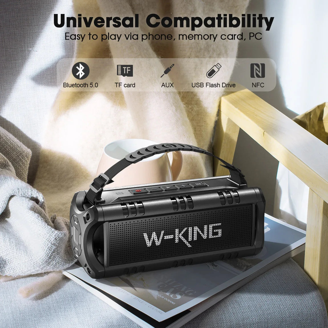 W-KING Bluetooth Speaker 30W Portable Wireless IPX6 Waterproof Outdoor Speaker With 24H Playtime And EQ