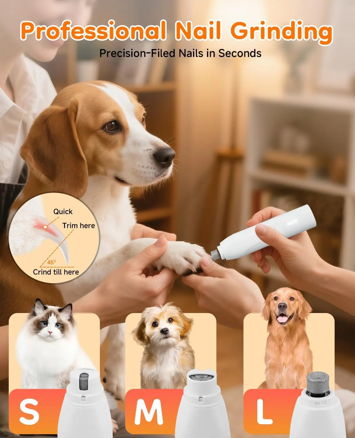 Dog Grooming Kit 14-In-1 Cordless Trimmer And Nail Grinder