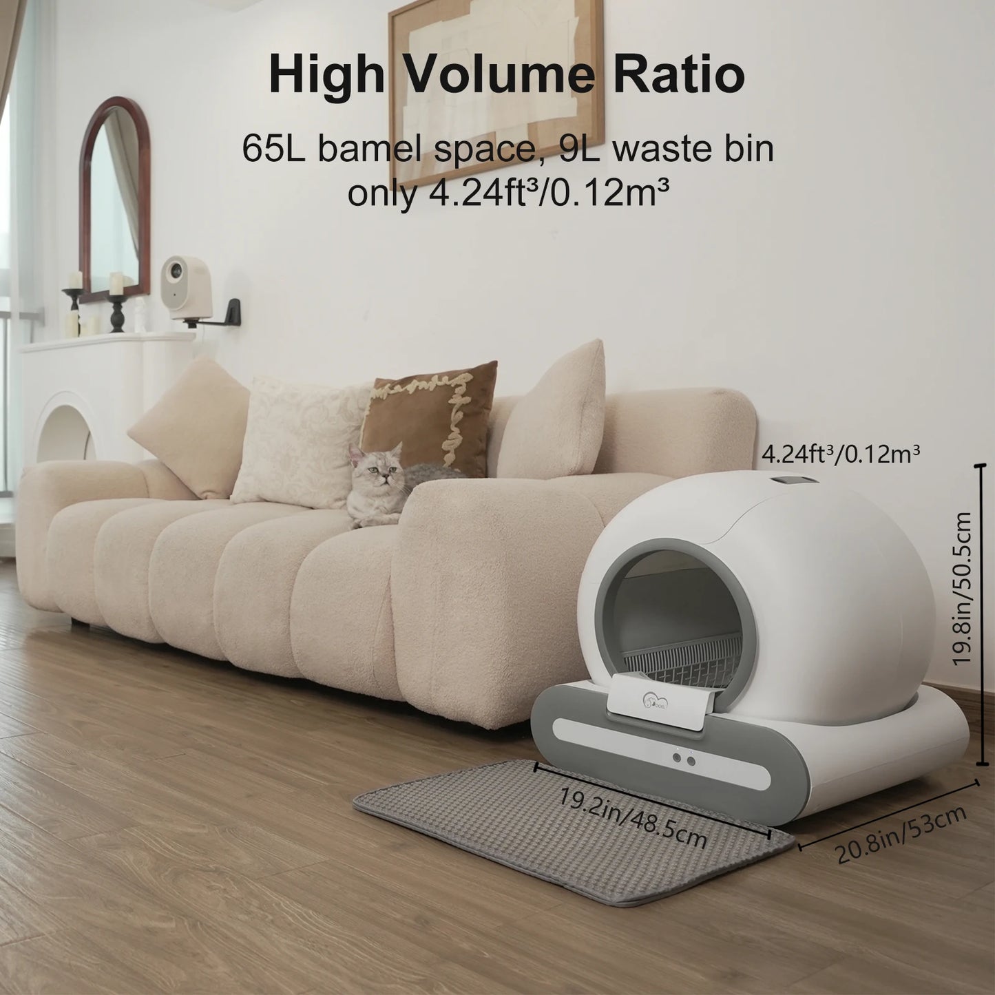 DOEL Self Cleaning Cat Litter Box With App Control Works On 2.4G WiFi Includes Litter Mat And Trash Bags