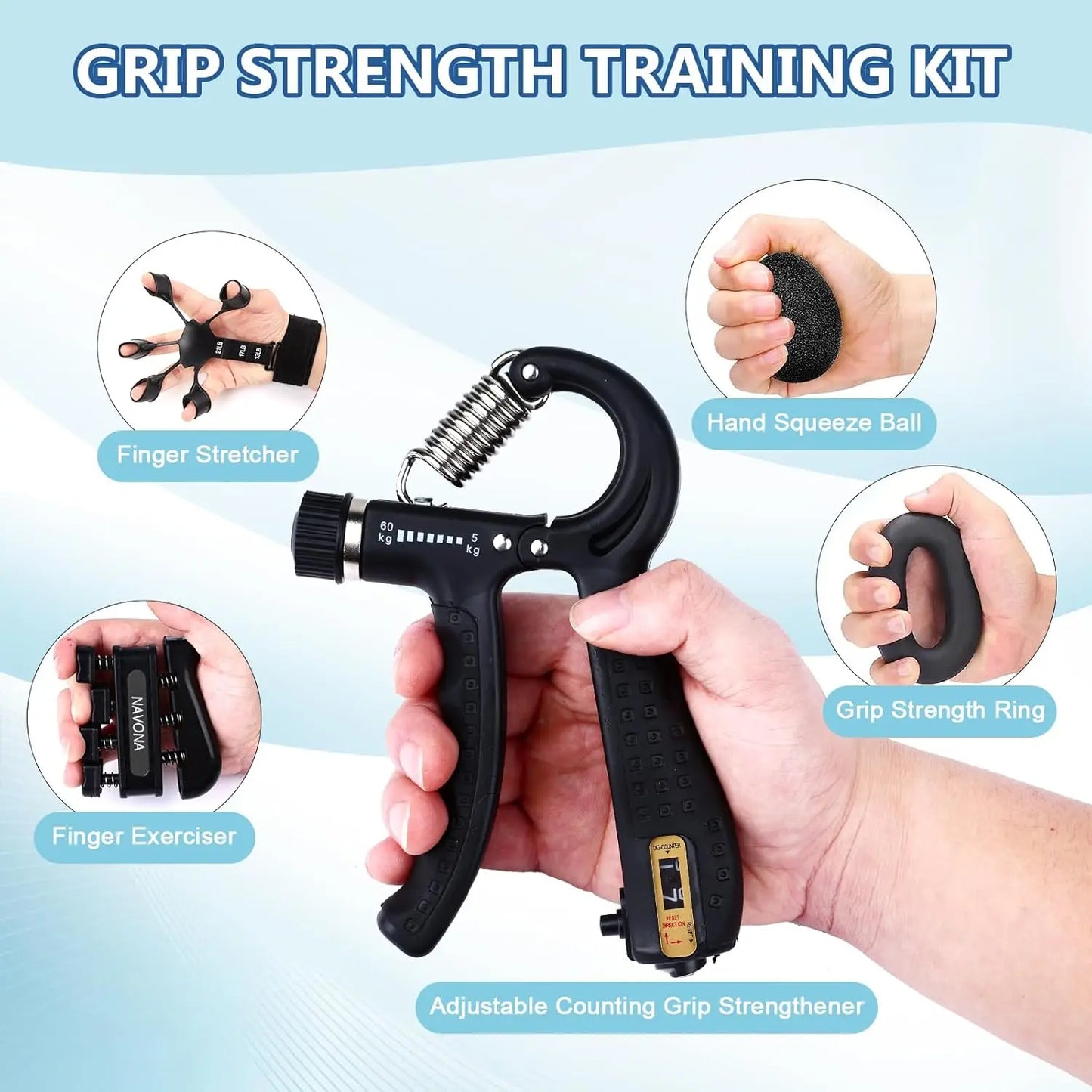 10-Piece Hand Grip Strengthener Kit