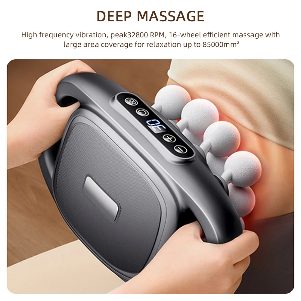 Foreverlily 16 Head Fascia Gun High Frequency Vibration Massage Gun For Back Neck Shoulders