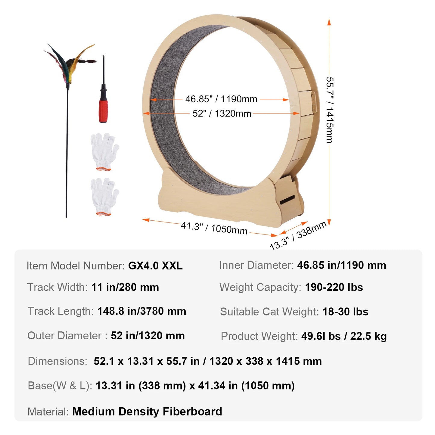 SucceBuy Wooden Cat Exercise Wheel Indoor Treadmill
