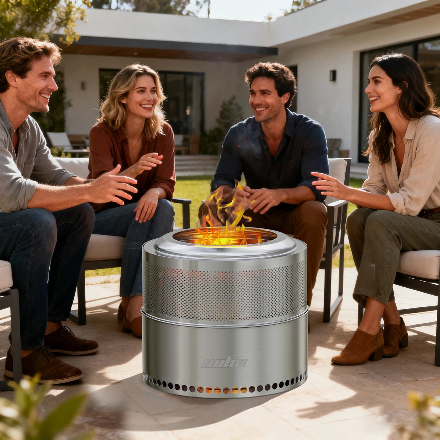 Stainless Steel Wood Burning Fire Pit Smokeless Portable Outdoor Carry Bag For Patio Gatherings