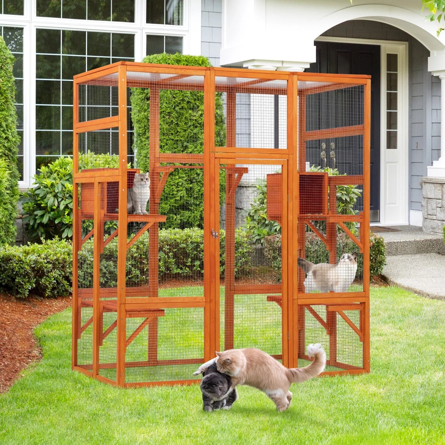 Catio House Outdoor Cat Enclosure Play And Run Window Cage Versatile Safe Outdoor Habitat