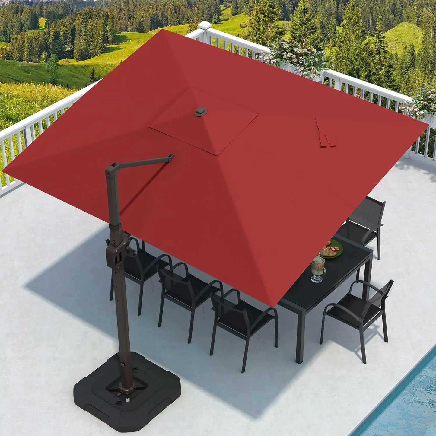 Rectangular Cantilever Patio Umbrella With Base Included