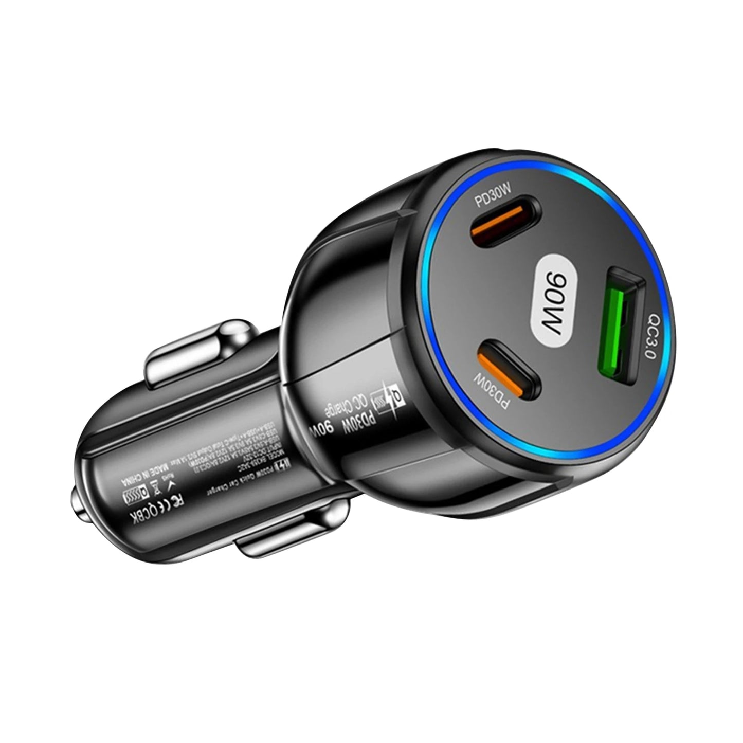 Three Port USB Type C Quick Charge Fast Car Charger With USB PD For iPhone And Samsung