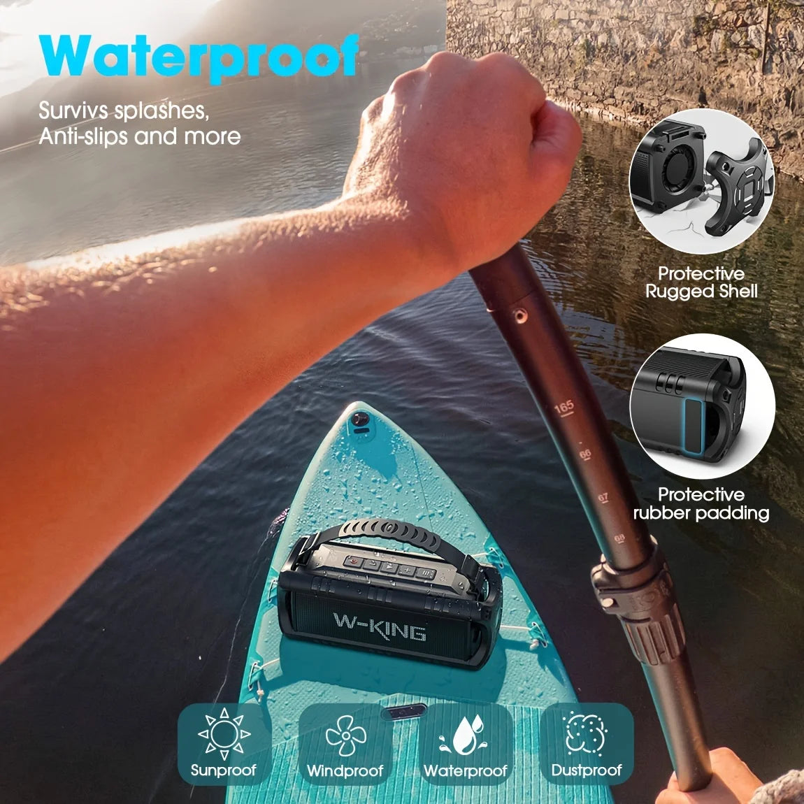 W-KING Bluetooth Speaker 30W Portable Wireless IPX6 Waterproof Outdoor Speaker With 24H Playtime And EQ