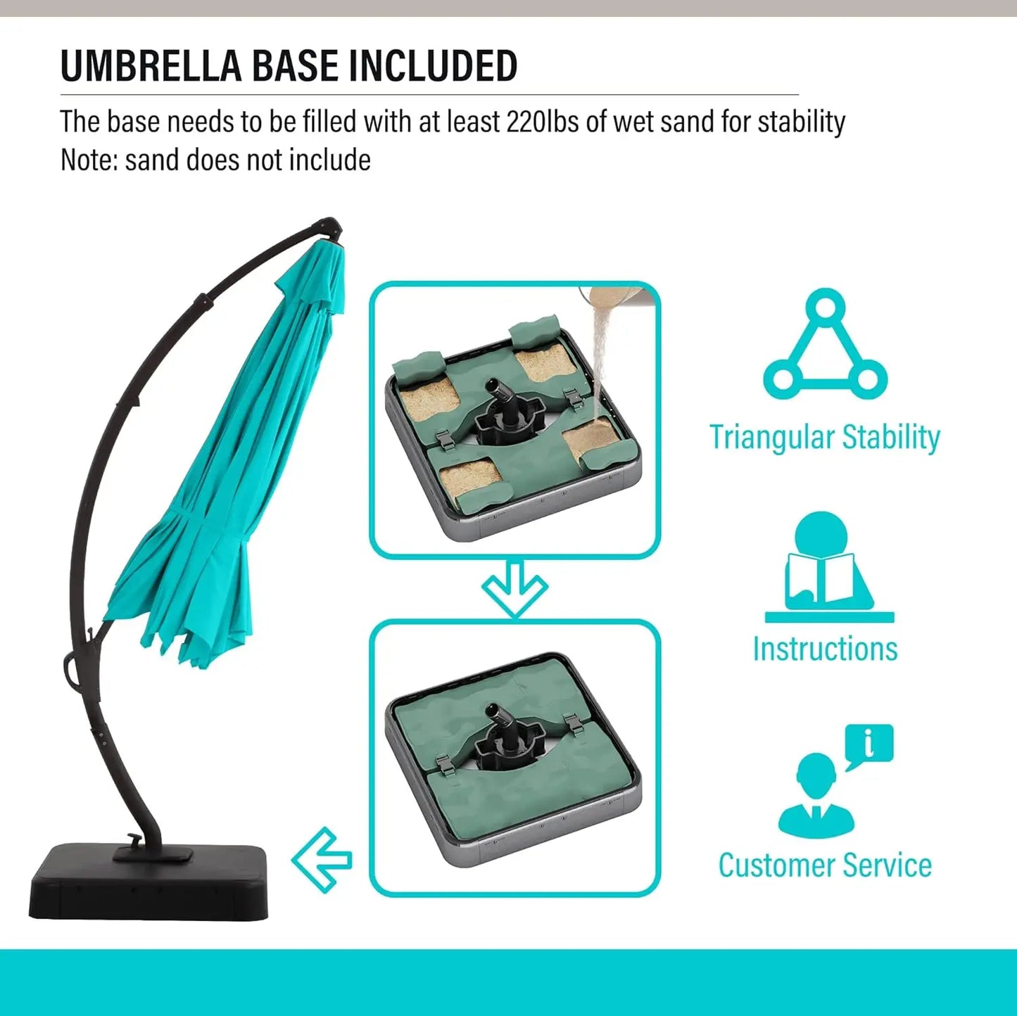 Outdoor Patio Umbrella With Base Included Aluminum Cantilever
